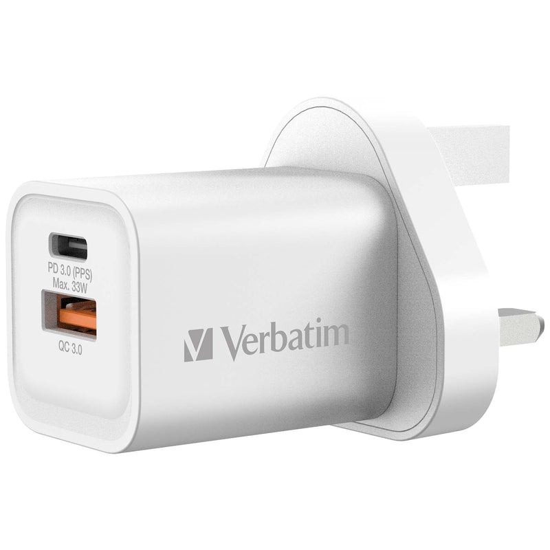 Verbatim 2 Port 33W PD & QC 3.0 GaN USB 充電器 66791