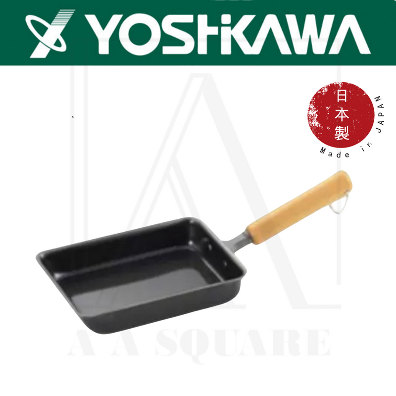 日本製 Yoshikawa 木柄玉子燒鐵制平底鑊 SJ3166