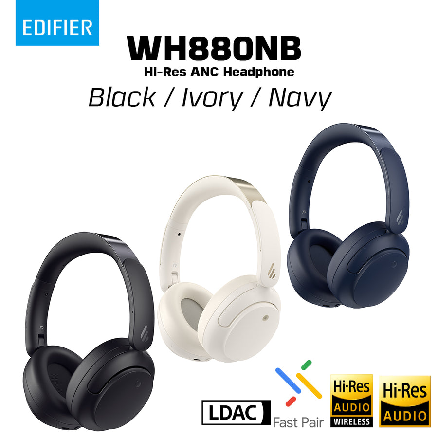 【Edifier 漫步者】WH880NB 花再頭戴式主動降噪耳機｜40mm動圈 無線耳罩型藍牙耳機 雙裝置連接/折疊設計 - 100 Station