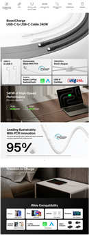 Belkin | BoostCharge Pro 240W | Type C 充電線 | 黑色 100cm 3.3ft 1m CAB025fq1M C to C 充電線 | 傳輸線 | 電源線 | USB-IF 認證