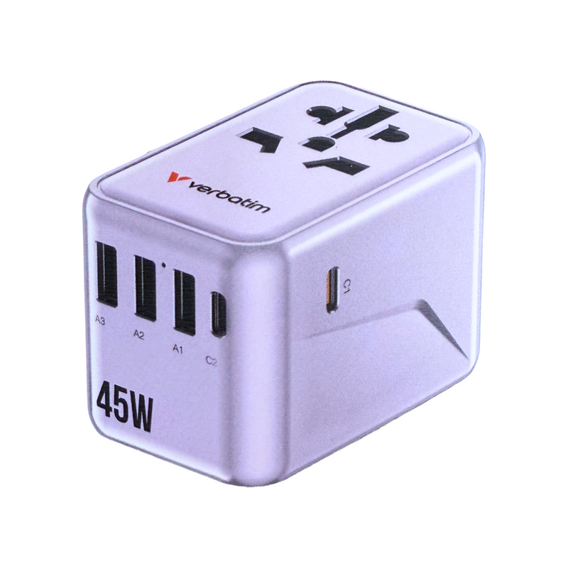 Verbatim 5 Port PD 3.0 45W Travel Adaptor 旅行轉插充電器