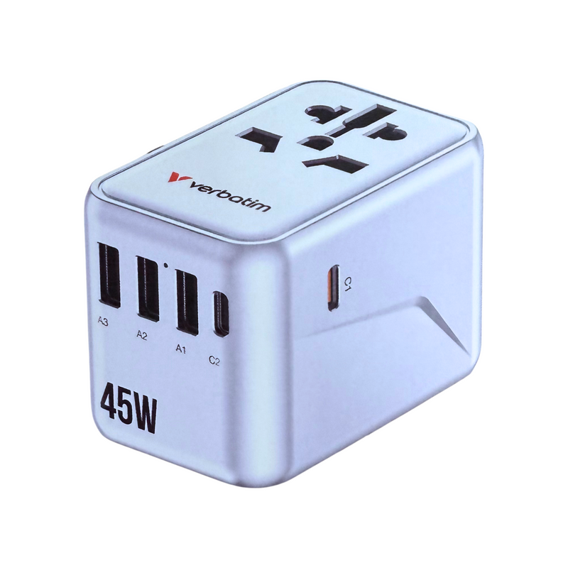 Verbatim 5 Port PD 3.0 45W Travel Adaptor 旅行轉插充電器