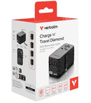 Verbatim 4 Port Charge 'n' Travel Diamond 85W Retractable Cable - 32127