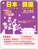 Lucky2 5G LTE 日本 韓國 外遊數據卡 旅行 5G LTE 5日 無限數據卡