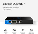 Linksys | 網絡交換器 | LGS105-AH | 5 埠口 | PoE Switch | Desktop Gigabit | 以太網千兆速度 | 伺服器 | 驅動器 | 非管理型交換機
