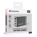 Verbatim 3 端口 65W PD 3.0 和 QC 3.0 GaN旅行充電器 (66963)