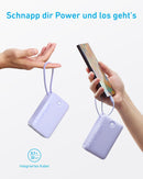 Anker Power Bank (20,000mAh, 22.5W, Built-In USB-C Cable) Power Bank (A1647)