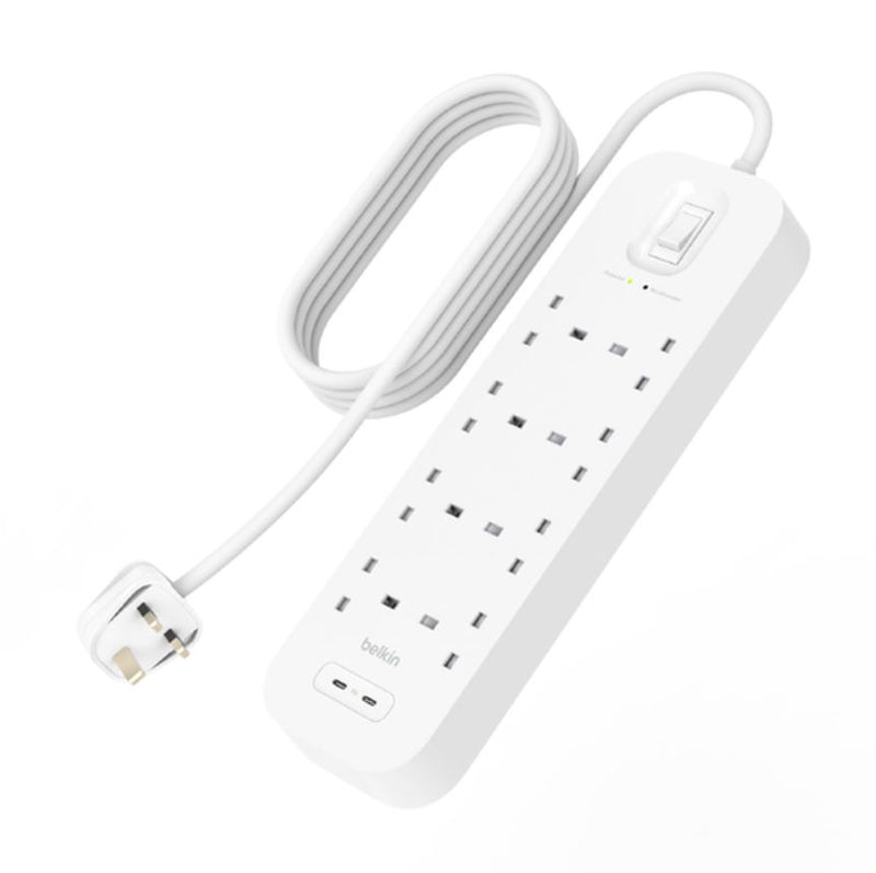 Belkin USB-C 充電 8 位防雷保護拖板 (連兩位USB-C充電) SRB004af2M-REV