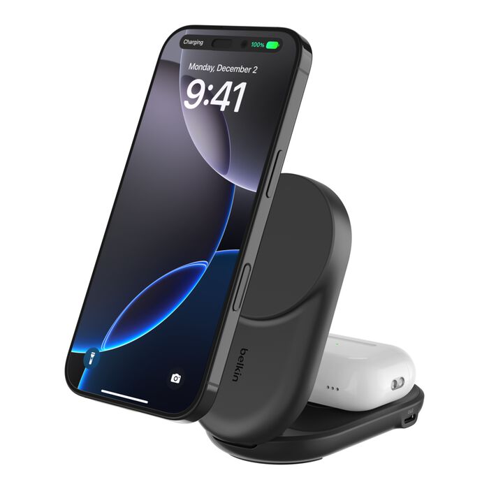 Belkin UltraCharge Qi2 2合1 可折疊磁吸充電器 25W WIZ039my