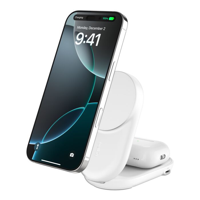Belkin UltraCharge Qi2 2合1 可折疊磁吸充電器 25W WIZ039my