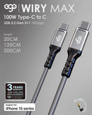 EGO Wiry Max 100W USB3.2 Type-C to C 數據線