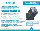 Anker 安克725 兩插頭牆插充電器 65W A2325K11 黑色