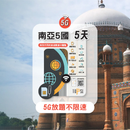 TOPSI 南亞 5 國 放題不限速 數據卡