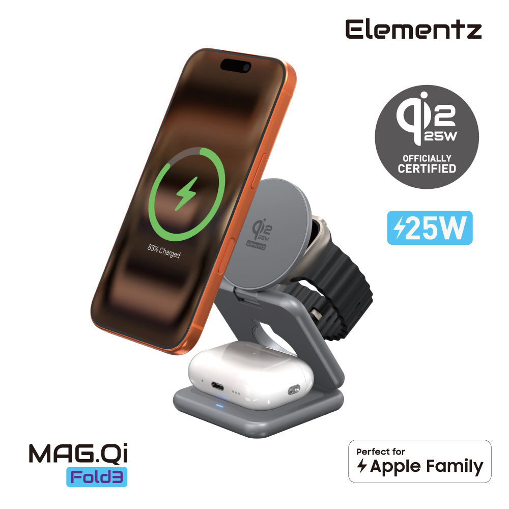 Elementz MQ-Fold 3, Mag Qi Fold 3-in-1 磁吸無線充電座