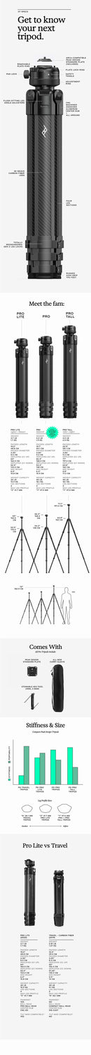 Peak Design Pro Tripod 黑色 碳纖 三腳架 - PT-S-BK-1 附球形雲台