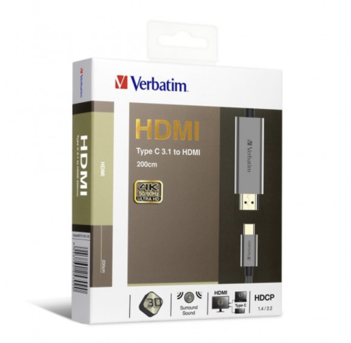 Verbatim 200cm Type C 3.1 to HDMI 4K傳輸線
