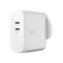 Belkin BOOST↑CHARGE 雙 USB-C PD GaN 家用充電器 - 63W 白色 WCH003myWH