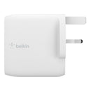 Belkin BOOST↑CHARGE 雙 USB-C PD GaN 家用充電器 - 63W 白色 WCH003myWH