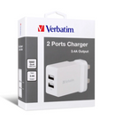 Verbatim 3.4A 2 Port USB 充電器 65479