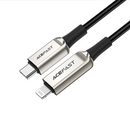 ACEFAST C6-01 USB-C to Lightning 鋅合金數顯編織充電數據線 120cm