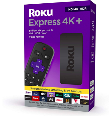 Roku Express 4K+ (HD/4K/HDR) 智能電視盒子語音網絡機頂盒