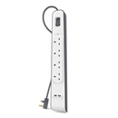 Belkin 2.4 AMP  2位USB充電 + 4 位防雷保護拖板 (BSV401sa2M)