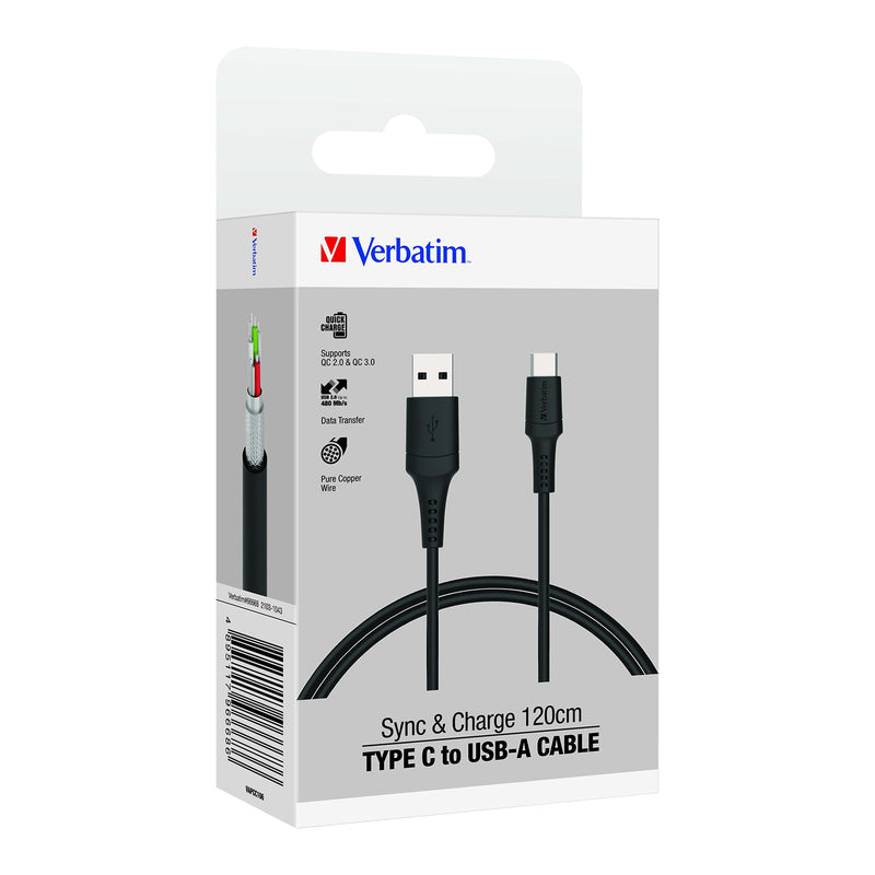 Verbatim 66668 Type C to USB-A充電傳輸線 (120cm)