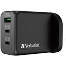 Verbatim 威寶 3 Port 65W PD 3.0 & QC 3.0 GaN 充電器, 採用最新「GaN氮化鎵」技術，體積更小，效率更高. 配備2個Type C PD端口和1個USB-A端口, Type C PD1和PD2端口單獨使用時，可支援高達65W輸出. USB-A QC 3.0/SuperCharge端口單獨使用時可支援最高30W輸出, 可同時為3部設備進行充電. 備有4重安全保護系統.