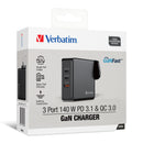 Verbatim 66818 - 3端口140W PD 3.1 & QC 3.0 GaN充電器