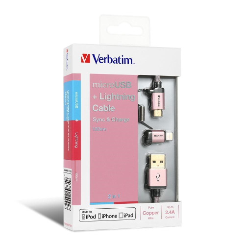 Verbatim Sync & Charge 2 in 1 Micro USB and Lightning 充電傳輸線