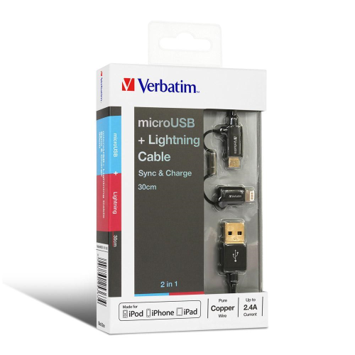 Verbatim Sync & Charge 2 in 1 Micro USB and Lightning 充電傳輸線