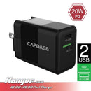 Capdase RANGER 2U38S QC 3.0 / USB-C PD壁式充電器｜ AD00-R601-BS