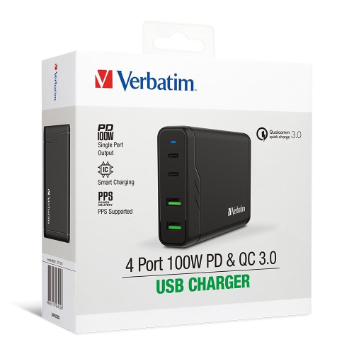 Verbatim 4 Port 100W PD & QC 3.0 USB充電器