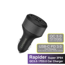Capdase Rapider Super3P84 QC 3.0 / USB-C PD 3.0 Car Charger CA00-R801 - Black