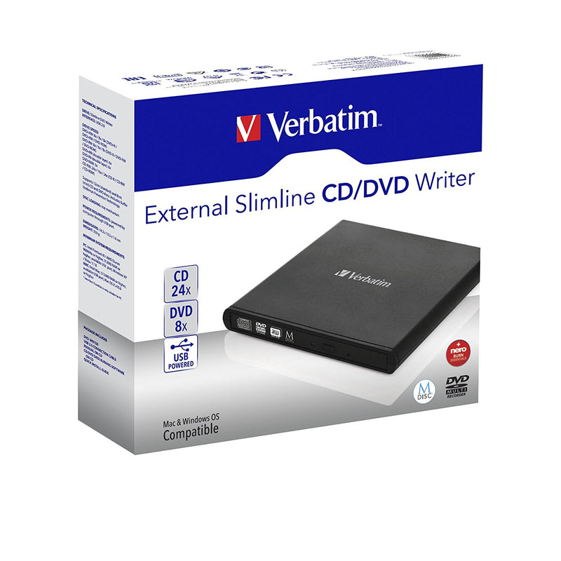 Verbatim 可攜式CD/DVD燒錄器 黑色 53504