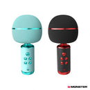 Monster M98 Mini Karaoke Microphone，兼容各種主流APP，集Mic和喇叭於一身。專業K歌神器藍芽喇叭+ 錄音+ 兼容主流APP功能新年拜年禮物聚會遊戲. 使用DSP 數碼音頻處理技術及內置2個 全頻 10W 喇叭，提供強勁的立體聲。6種音效模式，各種風格滿足你的表演。更可一鍵消除人聲、伴奏輕鬆切換及同時兩個連接一齊播放和伴奏。