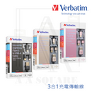 Verbatim MicroUSB, Lightning及Type C to USB-A 3合1充電傳輸線