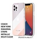 Coach Protective Case for iPhone 12 Pro Max - Diagonal Stripe Metallic Clear